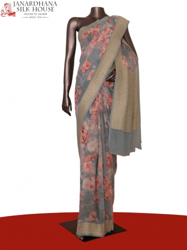 Pure Printed Georgette Silk Saree